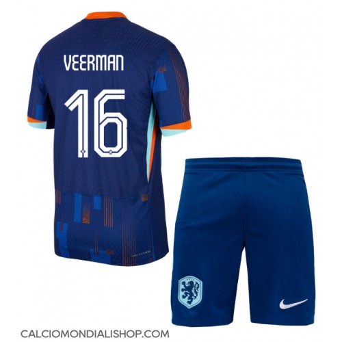 Maglie da calcio Olanda Joey Veerman #16 Seconda Maglia Bambino Europei 2024 Manica Corta (+ Pantaloni corti)